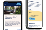 Mobiltelefon med Föreningens hemsida i sin webbläsare