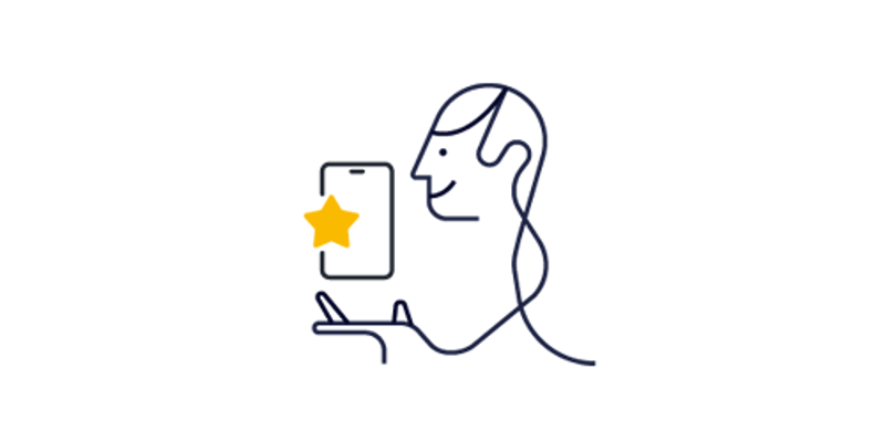 Illustration. Person håller i en telefon