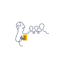 Fyra människor har styrelsemöte i brf. Illustration,