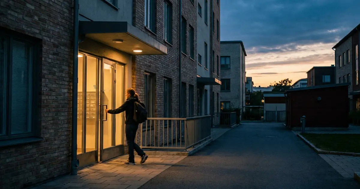 Sen kväll med någon som kommer hem till sin BRF