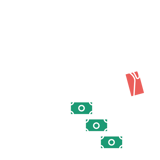 Man sitter och funderar på trappsteg av pengar utanför en bostadsrättsförening. Illustration.