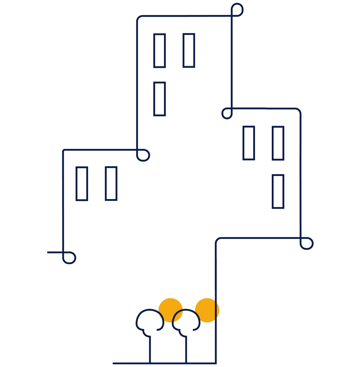 Illustration. Träd utanför en bostadsrättsförening.