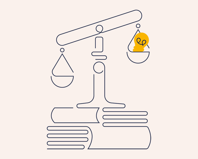 Illustration blå vågskål.