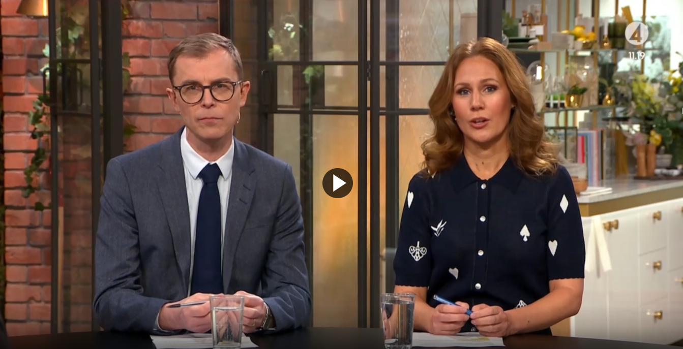 Två programledare från nyhetsmorgon i TV4 när SBC gästade