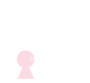 Kvinna låser upp dörr. Man håller i blomkruka. Illustration.