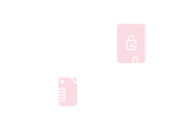 Kvinna tittar på sin mobil, man pekar på hänglås. Illustration.