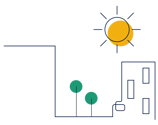 Illustration. Sol över bostadsrättsförening.