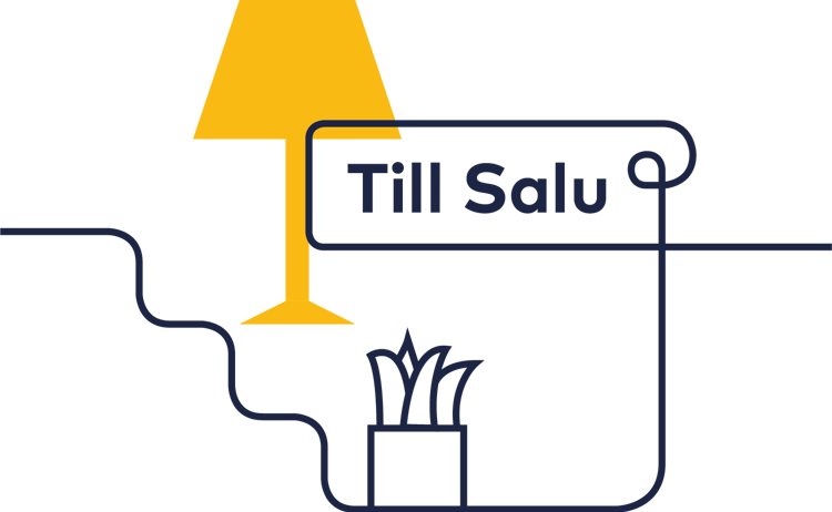Till salu-skylt utanför lägenhet. Illustration.