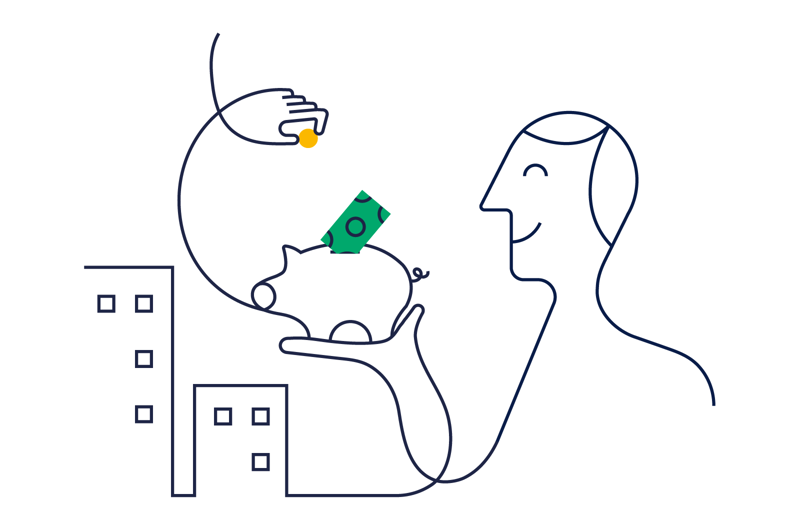 Styrelsemedlem som sparar pengar åt sin brf genom att ta hjälp med låneupphandlingen. Illustration.