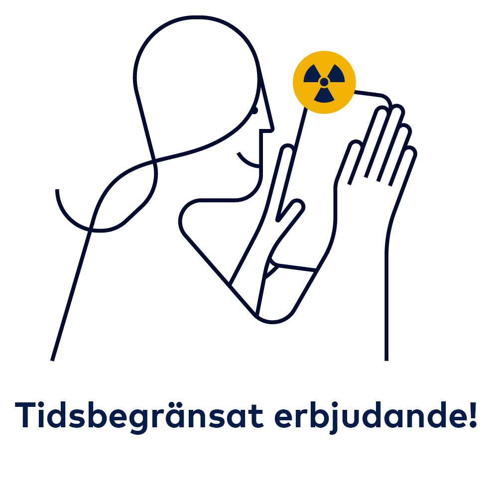Tidsbegränsat erbjudande. Illustration med radon-symbol.