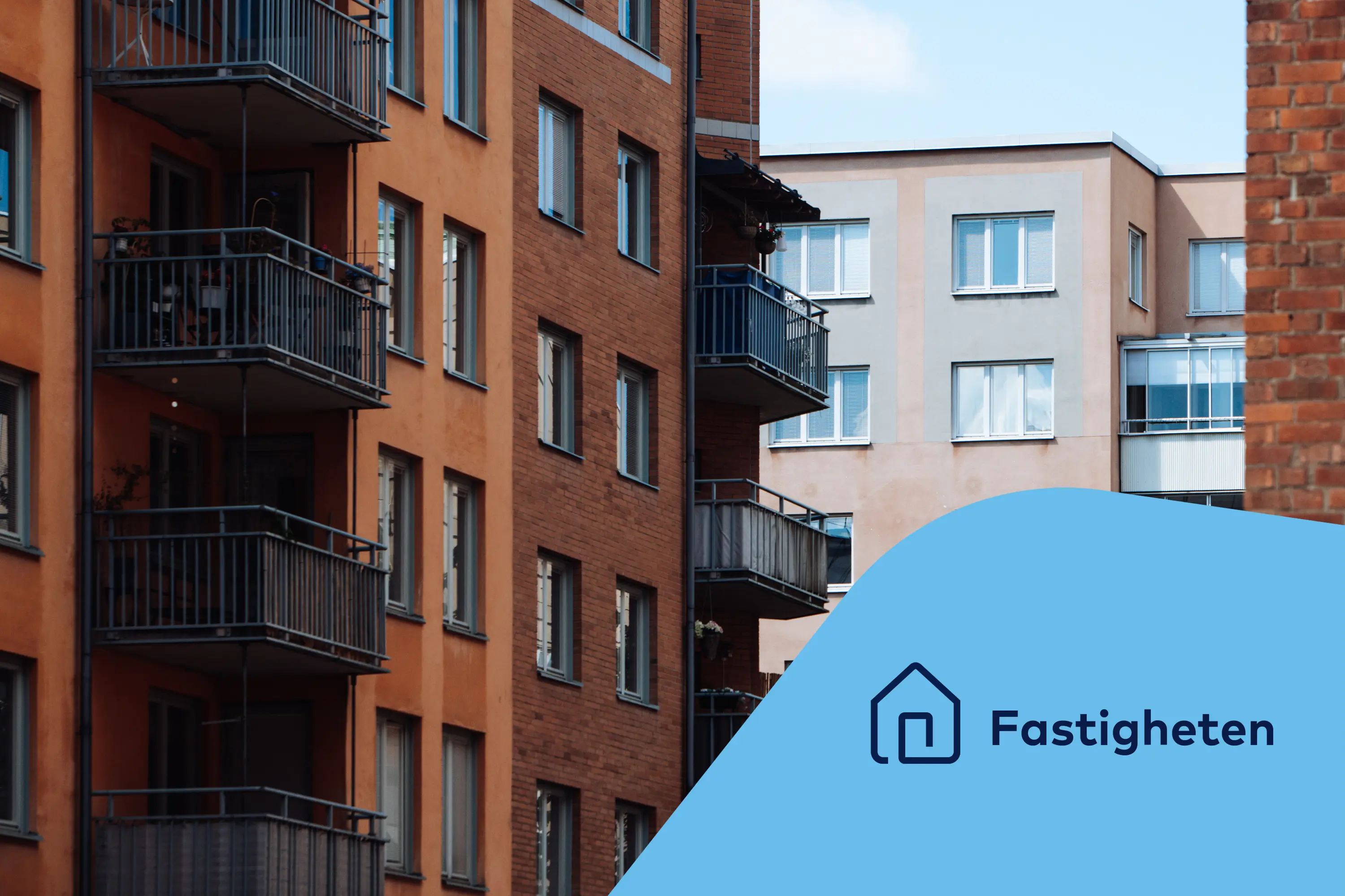 Fasader till flerfamiljshus i Stockholm. Ikon för Fastigheten.