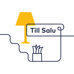 Till salu-skylt utanför lägenhet. Illustration.