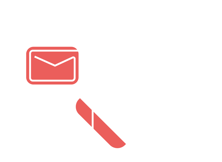 Man sitter vid dator och skickar mejl. Illustration.